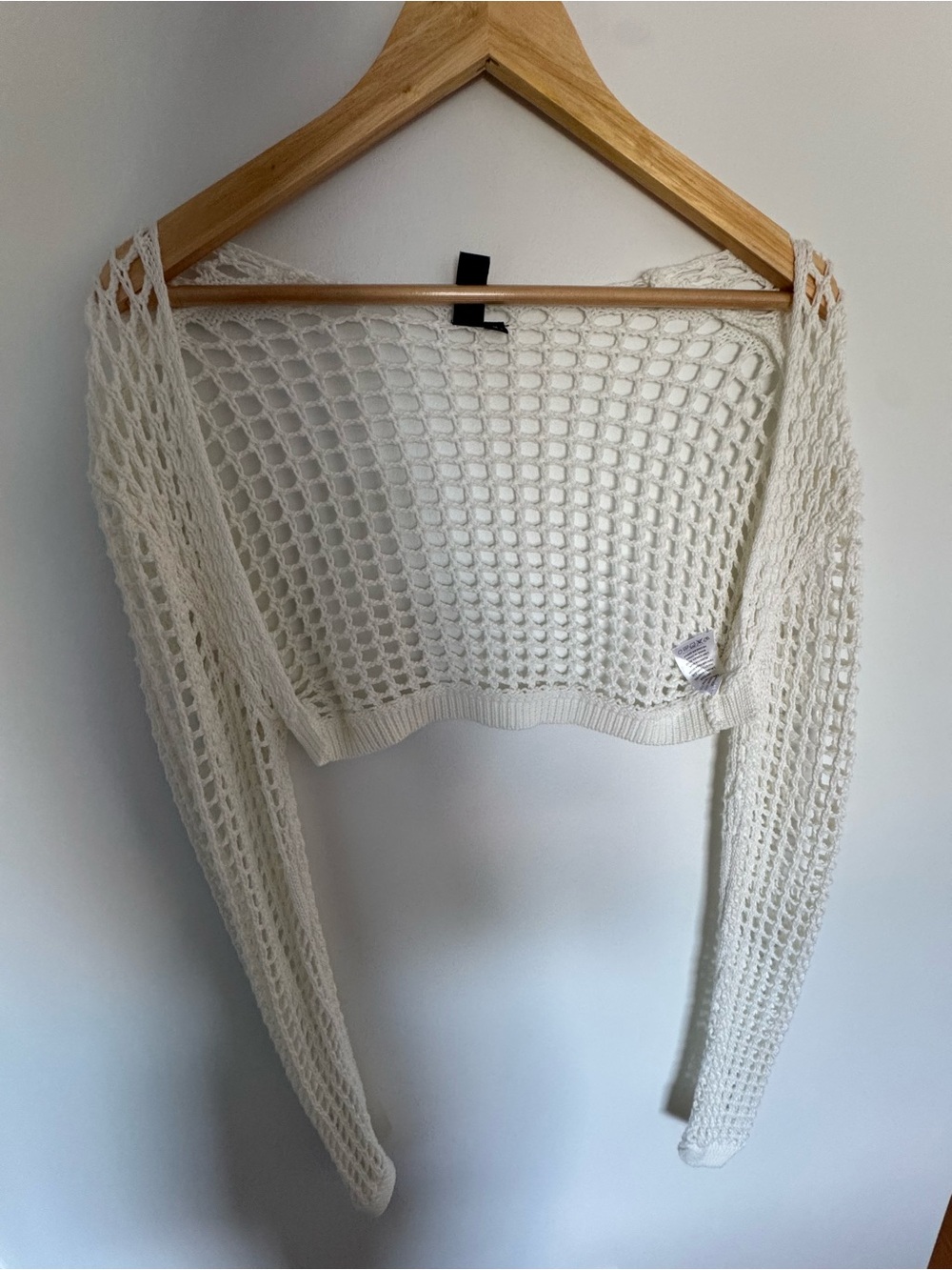 Windsor Open-Knit Ivory Cropped Sweater Shrug